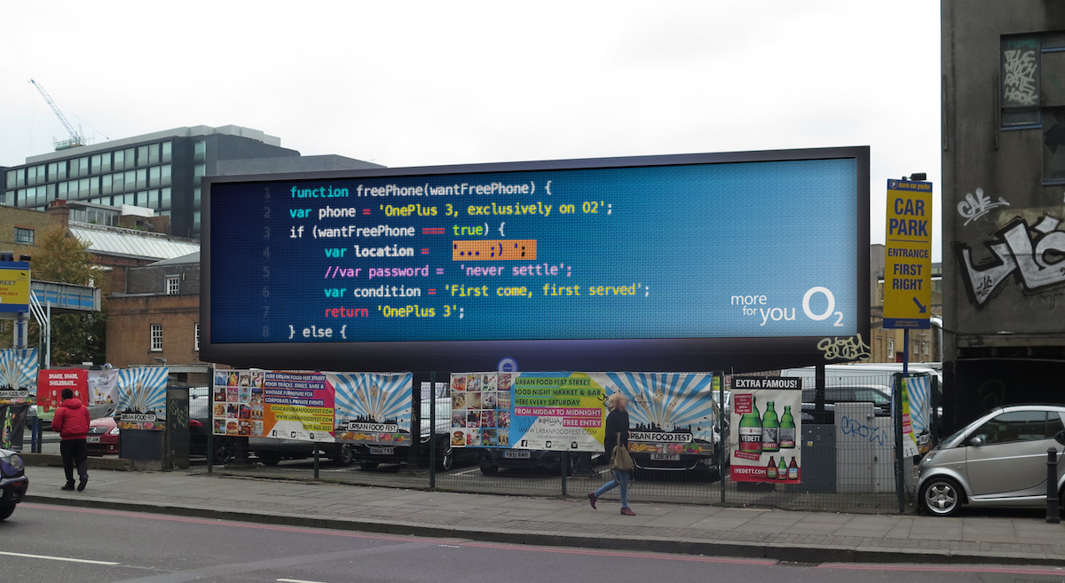 O2 coded billboard Shoreditch