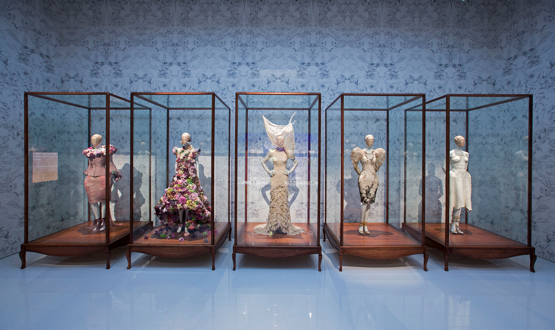 Installation view of Romantic Naturalism gallery, Alexander McQueen Savage Beauty at the V&A