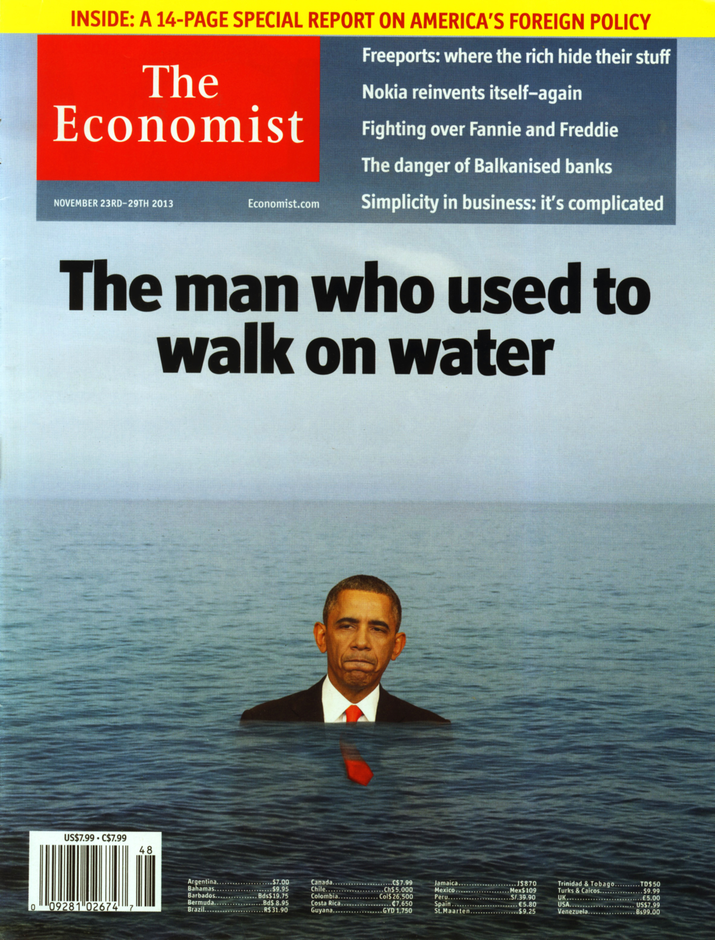 The Economist's November 29 2013 issue references the high expectations placed on the President