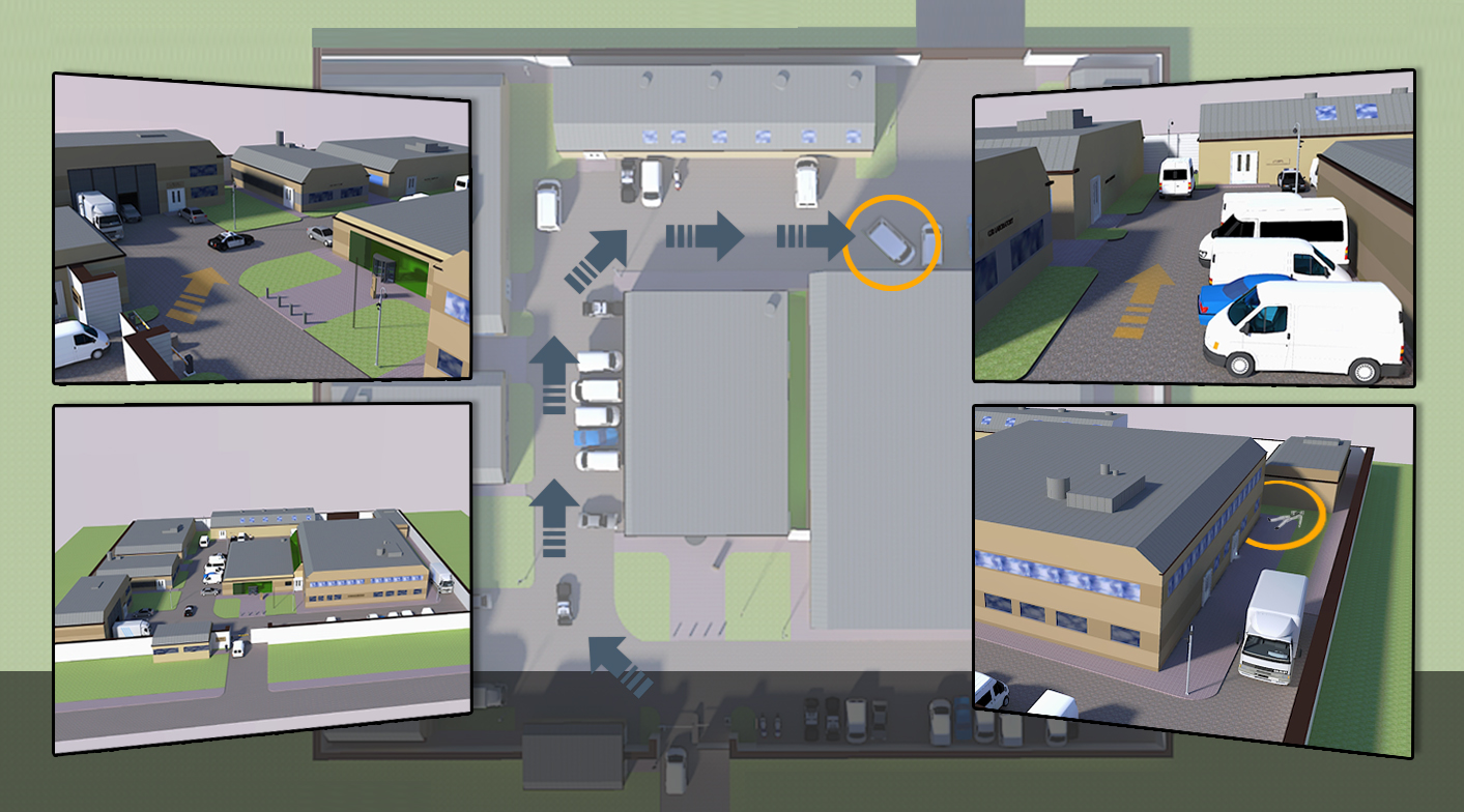Animations showing the movement of a vehicle, created by Evidential