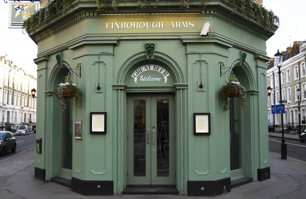 Signage for the Finborough Arms, a Victorian era pub in Kensington