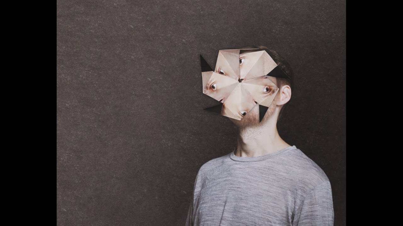 Gatefold artwork for Feast Beast. Haser printed out multiple images of Clark's face and folded them up to create kaleidoscopic 3D sculptures