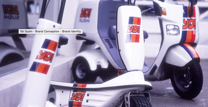 The YO! Sushi logo designed in 1996 by 4i