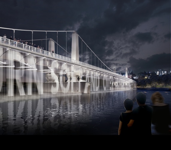 Water Screen with Projected Content (Chelsea Bridge) (c) MRC and Diller Scofidio + Renfro