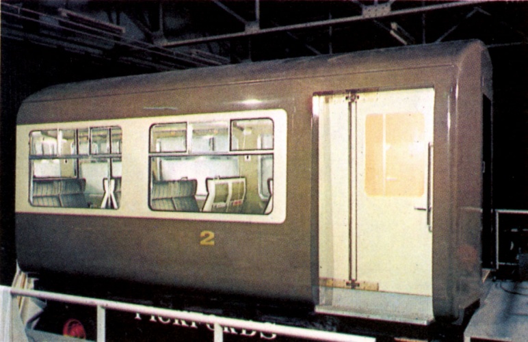 'Coach of the Future' Second class saloon in the colour scheme of beige and off-white to match locomotive D1000