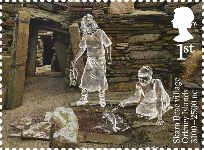 AB Skara Brae village stamp 400%