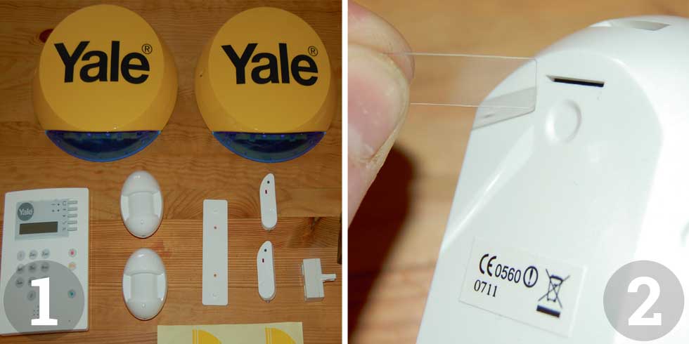 Unpack everything; Pull out the plastic tabs on the sensors and door/window contacts to activate their batteries