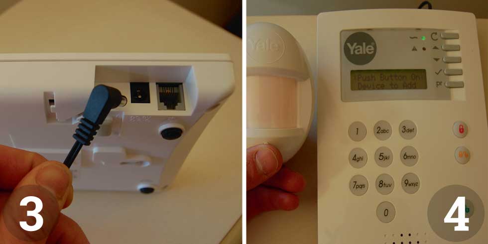 Set the control panel up near a mains socket and plug it in; Press the test button on each device, the control panel will respond with a beep and a readout showing the device added