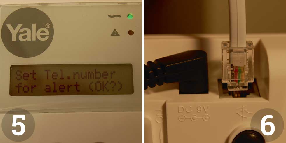 Push the phone line into the control panel; Before you fit the PIRs and door contacts, check that they are in radio range of the control panel
