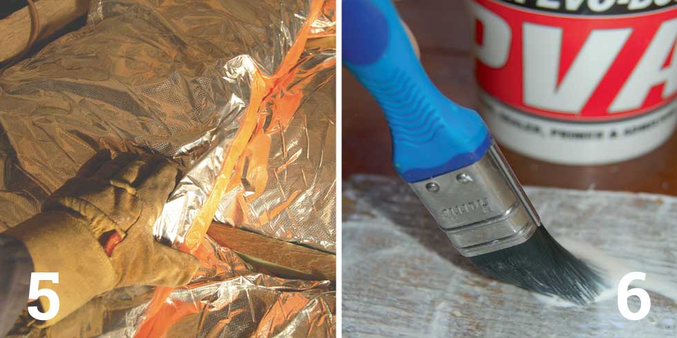 Cross lay the insulation to achieve ideal depth of 270mm; Glue a section of insulation to the loft hatch