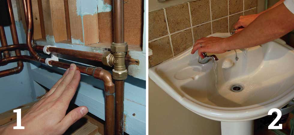 Check which pipe is hot and which is cold water supply; Turn off the water and drain away water in the pipes