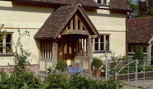A timber frame porch