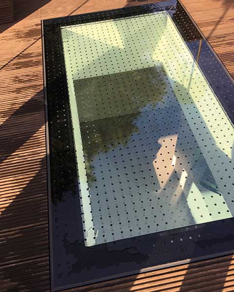 fritted glass walk on rooflight