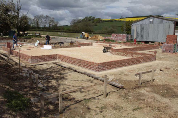 Perimeter walls built up to DPC level