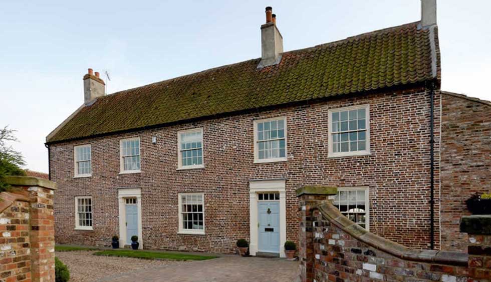Sash windows on a restored Georgian Farmhouse