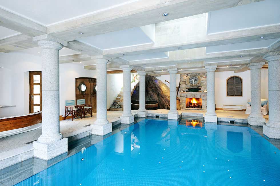 swimming pool in a cliff face home in Devon