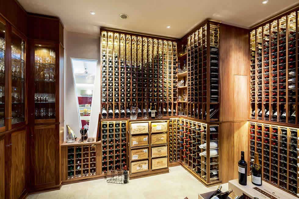 a wine room in a contemporary home from Sorrells