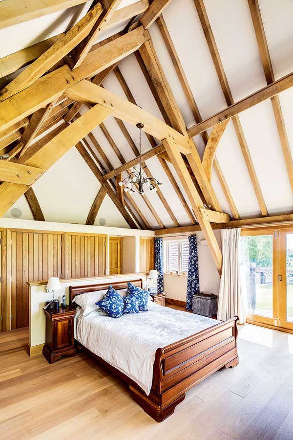 Master bedroom with vaulted ceiling