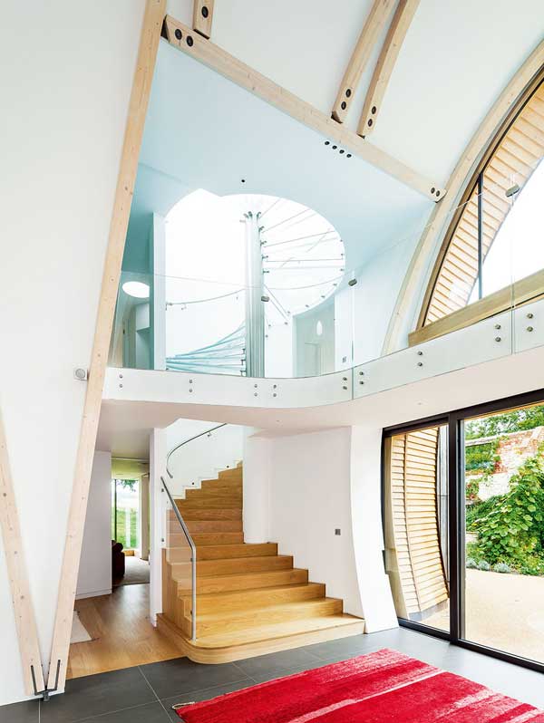Dramatic double-height entrance hall with barelled ceiling