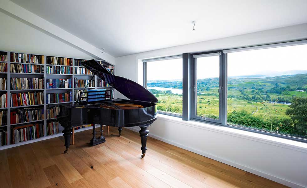 river views from home with grand piano