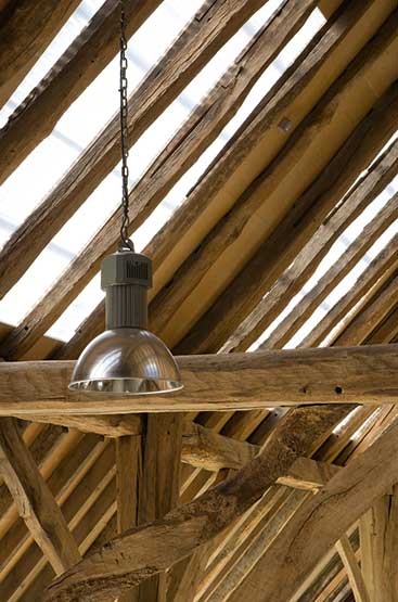 glass roof tiles in a barn conversion