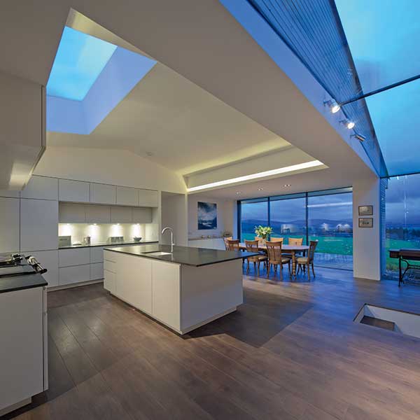 ceiling glazing in a kitchen diner to a stone croft