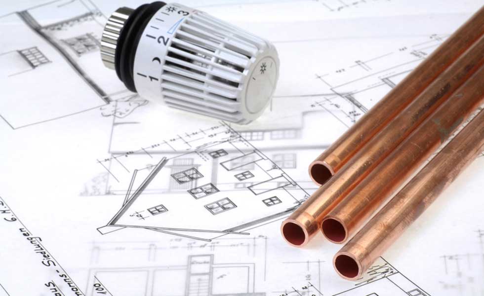 Architect's drawing with heating choice