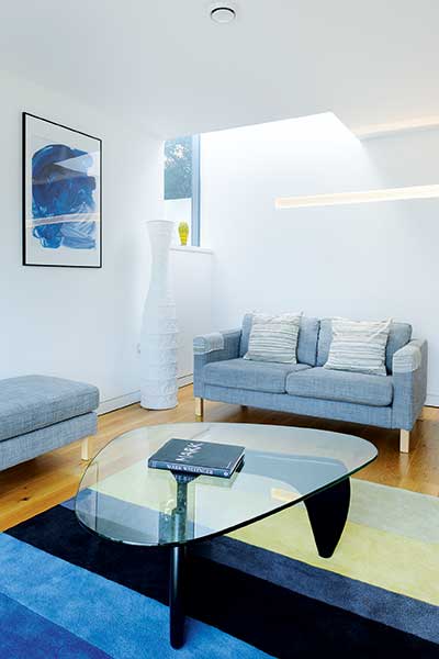 A recessed LED strip provides a clever lighting solution for where wall lights won't suit