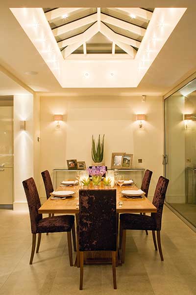 This lighting scheme from john Cullen showcases what can be achieved for lighting a dining room at night