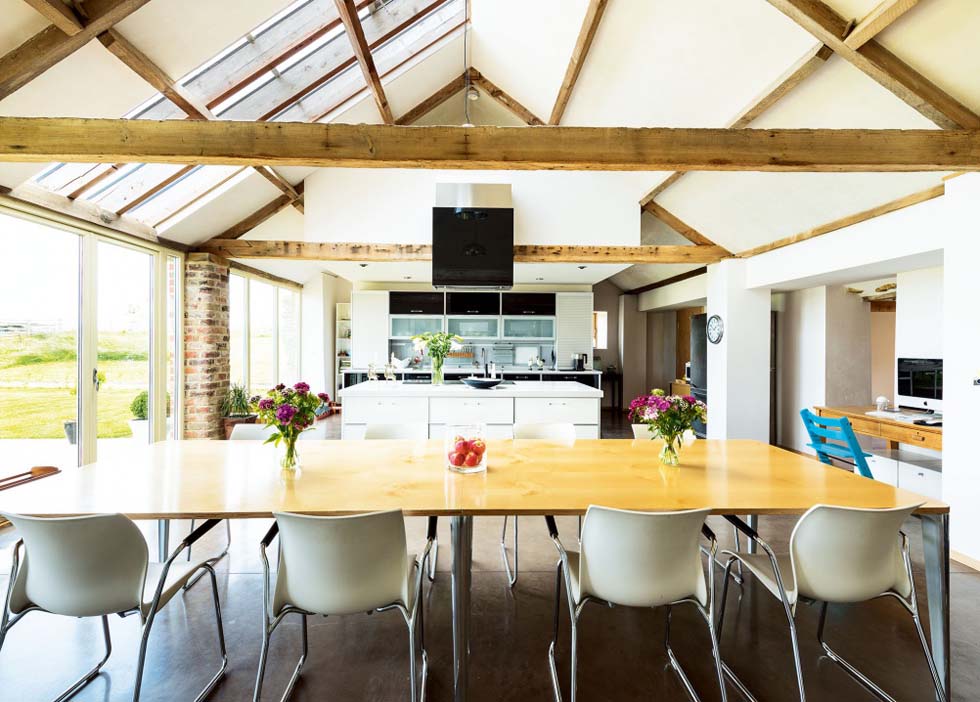 kitchen diner in a converted barn