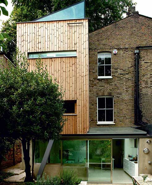 timber clad and glazed extension