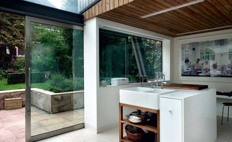 kitchen in a timber clad extension