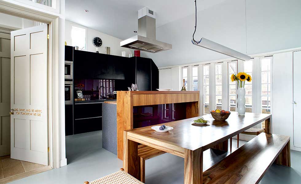 modern kitchen in mansard loft conversion
