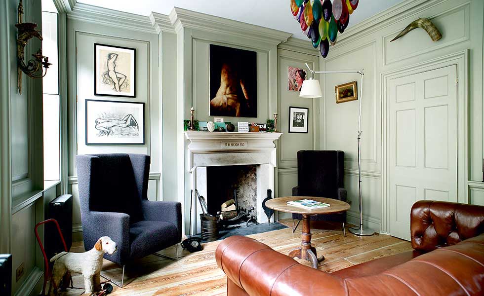 living room in Spitalfield Georgian Townhouse