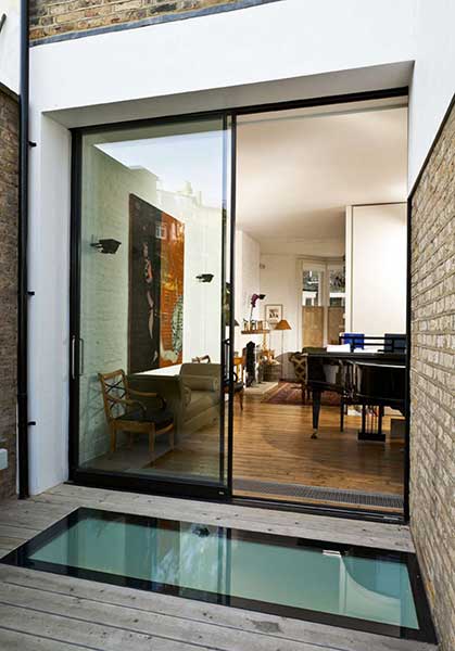 renovated and extended London terrace with light well and glazing