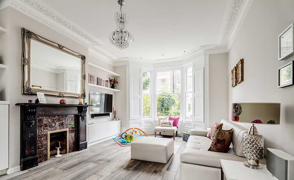 living room in a terraced flat
