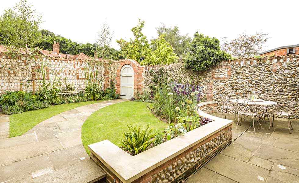 Rear walled garden showing new landscaping