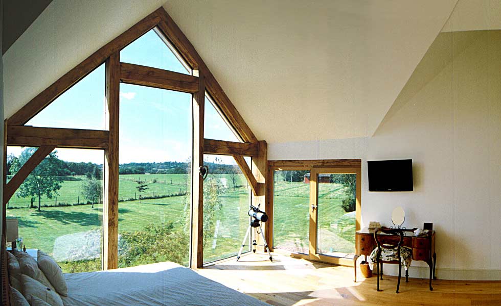 heritage oak frame timber house architecture build glazing living room
