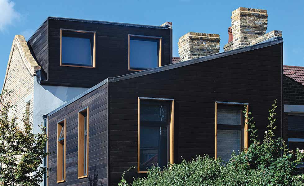 Charred timber cladding