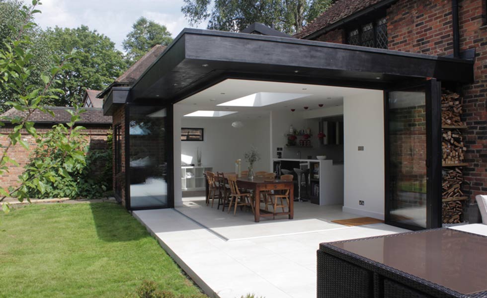Yes glazing solutions Sunflex Bifolding and Sliding Doors exterior open corner