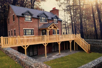 Beautiful oak porch and veranda complete with bespoke staircase