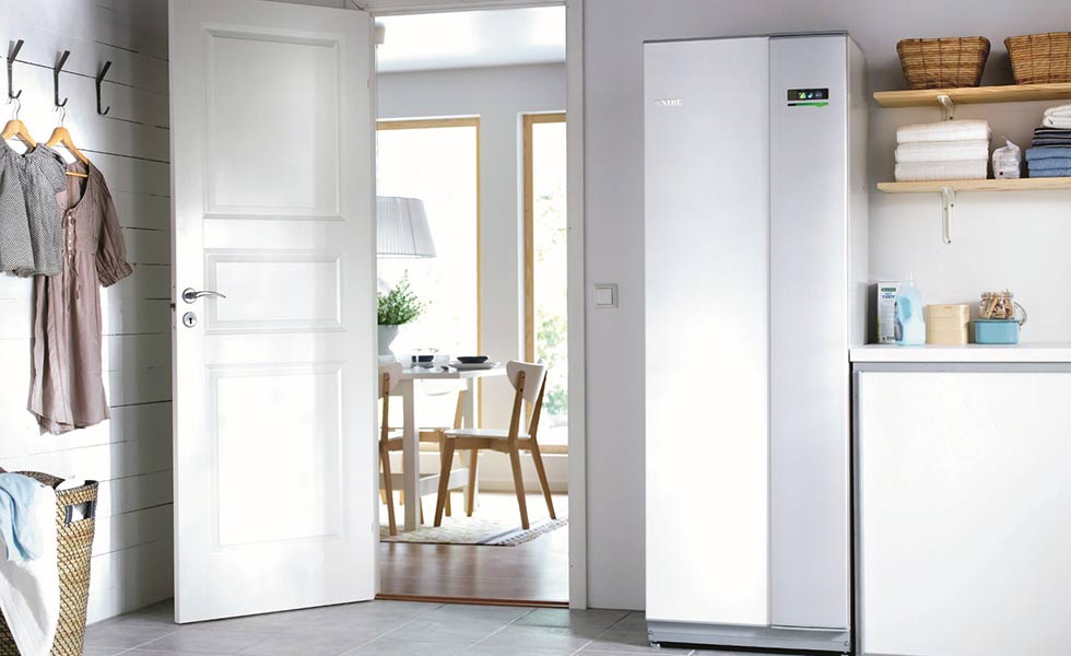 Renew green energya NIBE ASHP cylinder in a kitchen