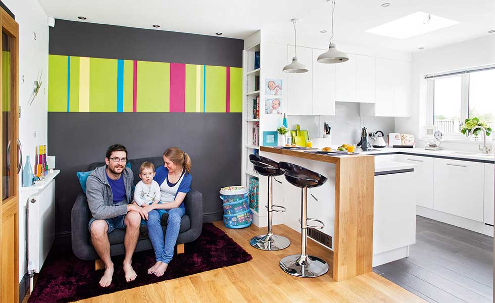 Open plan contemporary kitchen and living room