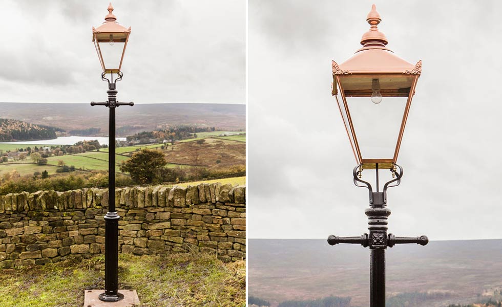 Alveley Victorian Lamp Post & Large Square Copper Lantern •