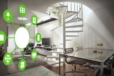 Interior of a home showing smart home automation