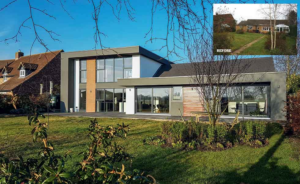 A dramatic remodel of a bungalow into a contemporary home