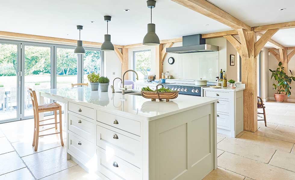 Kitchen in oak frame self build