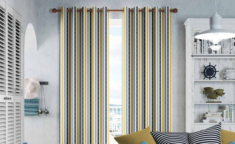 curtains 2go Houndstooth Beach Blue