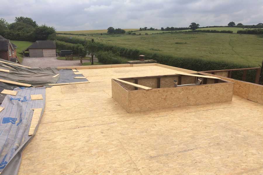 Plywood deck flat roof