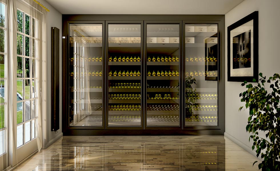 wine corner wall cellar marble floor